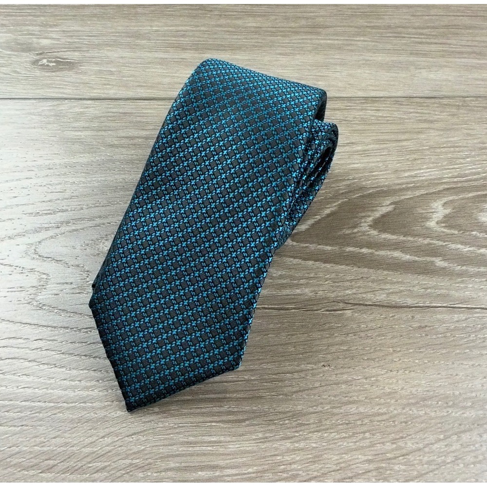 Alfani Men Tie North Neat Geometric Pattern Teal One Size